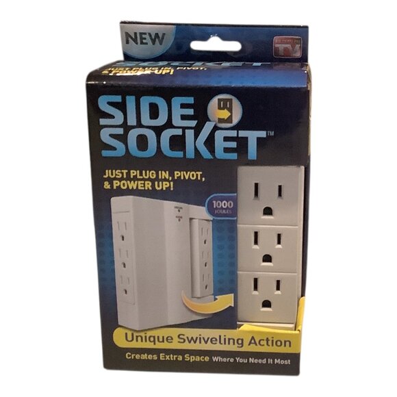 Side Socket Swivel Surge Protector 6 Outlets 1000 Joules Power Strip White - Picture 5 of 8
